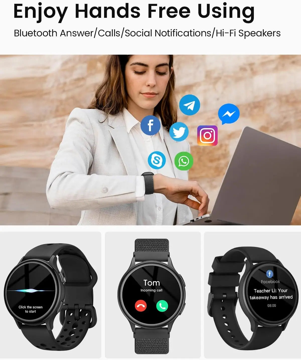 AnyloopCa Women Smartwatch Fitness Tracker for iPhone Android