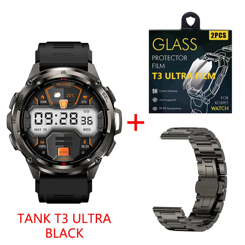 KOSPET Tank T3 Ultra GPS Smartwatch For Men Barometer Altimeter
