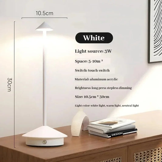 Rechargeable LED Table Lamp with Touch Sensor, 3 Color Temperatures and Dimming