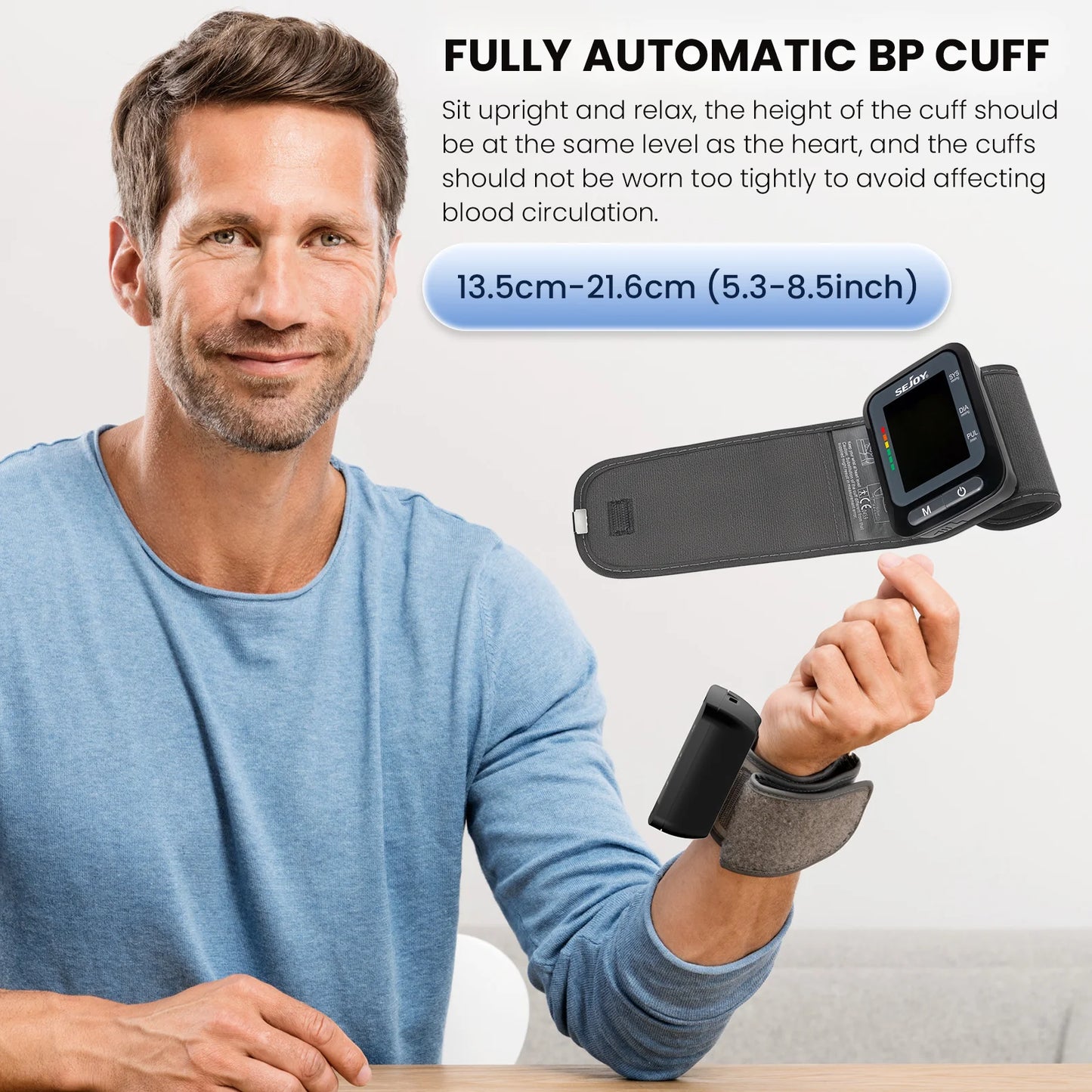 Sejoy Electronic Blood Pressure Monitor Wrist Cuff Tonometer