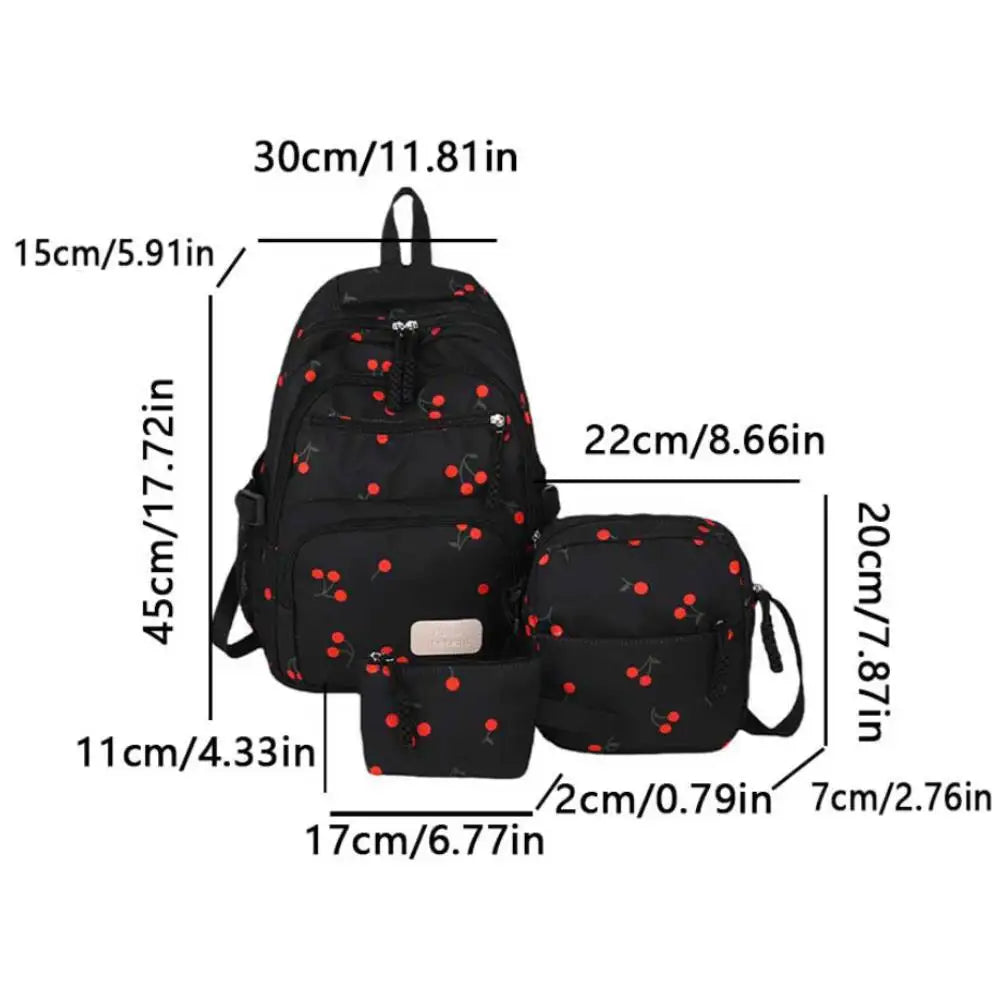Shunmaii Bow Print Backpack Set With Crossbody Bag Purse