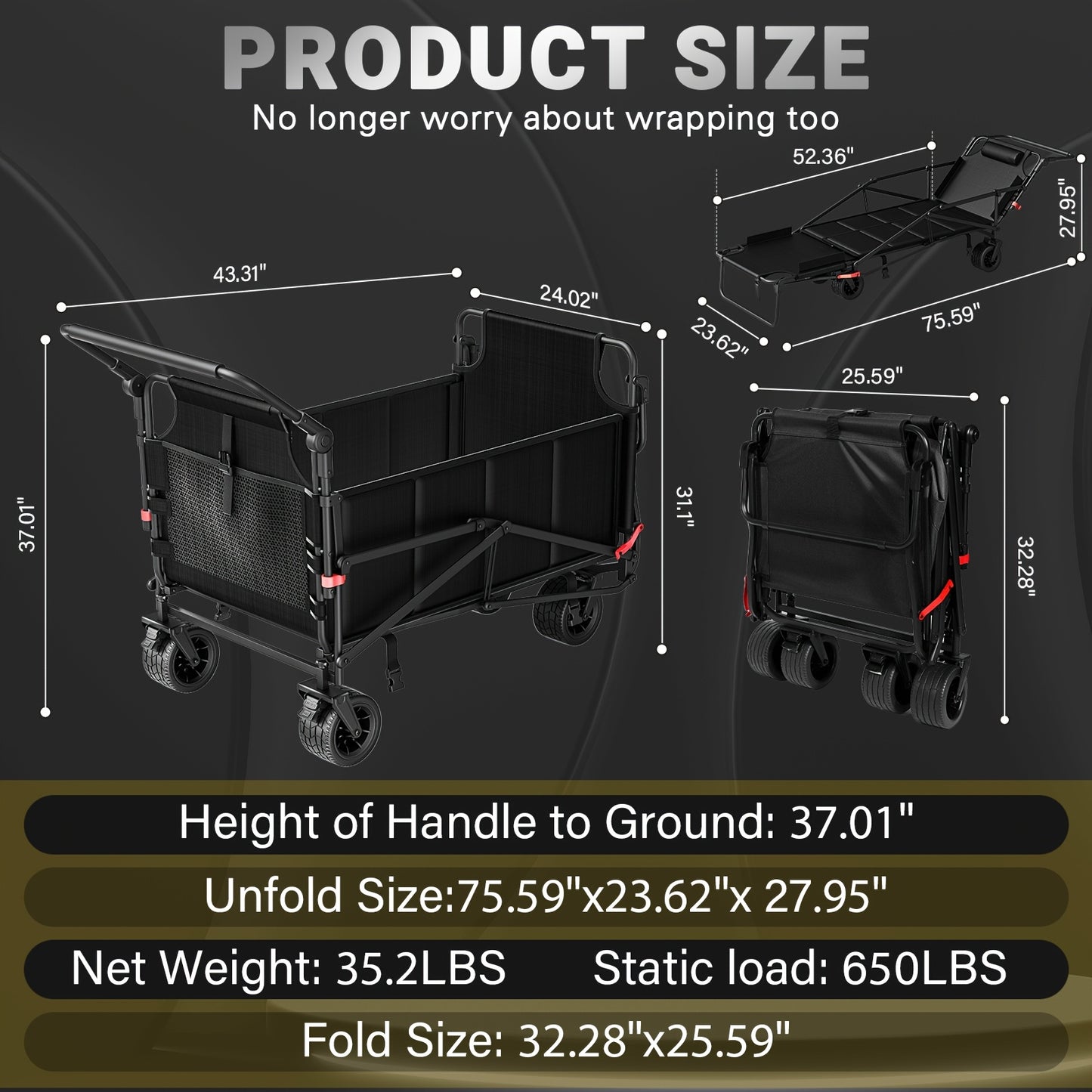 Leveleve 2 In 1 Folding Wagon and Convertible Beach Chair All Terrain