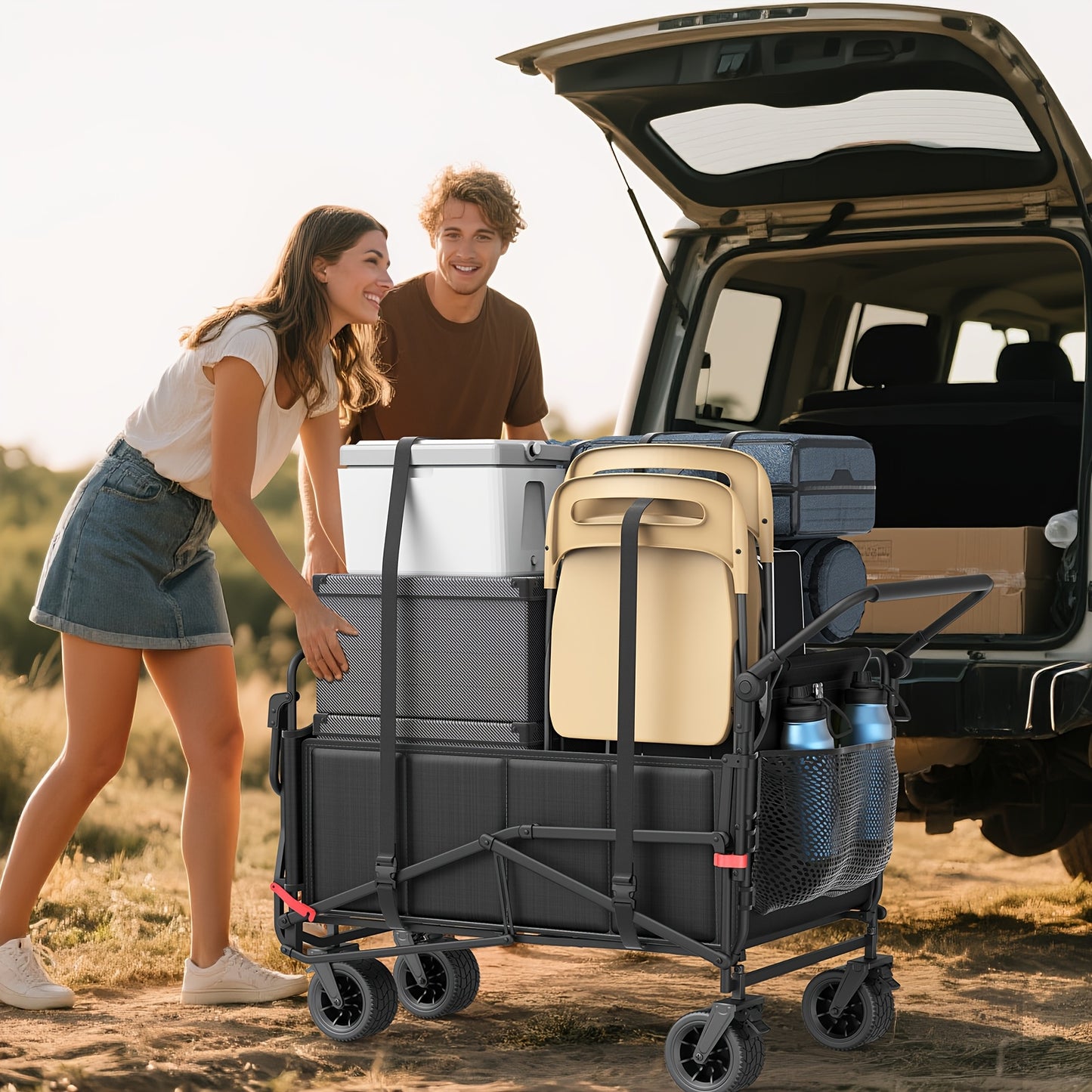 Leveleve 2 In 1 Folding Wagon and Convertible Beach Chair All Terrain