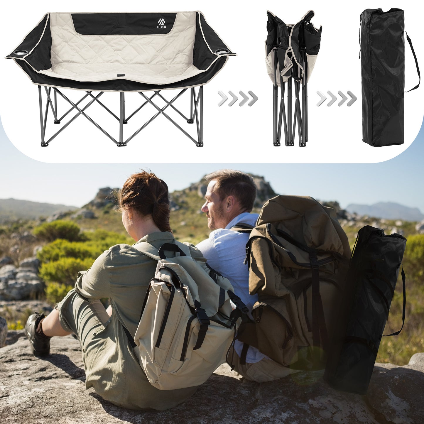 FITVIDS Two Person Heavy Duty Camping Chair Cup Holders