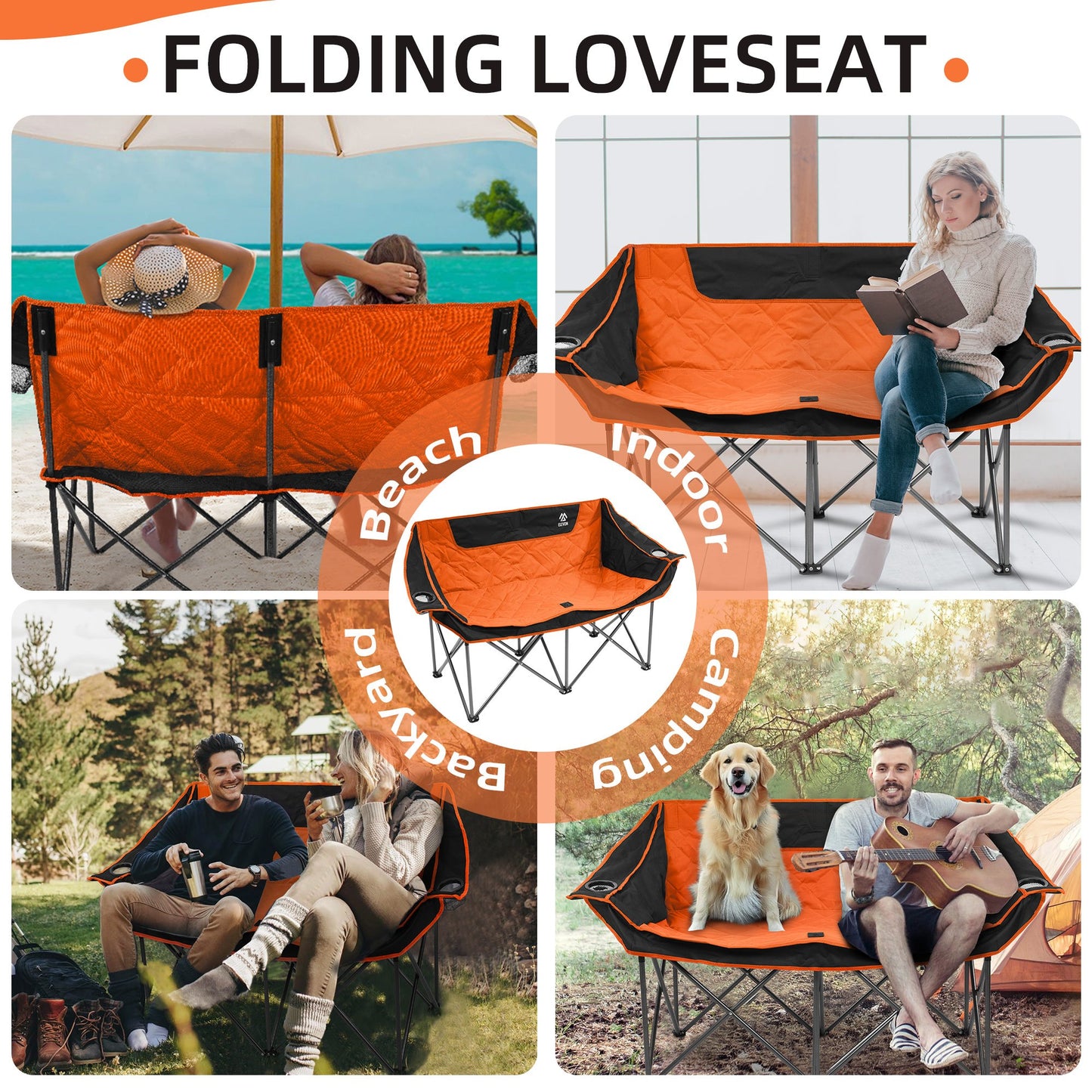 FITVIDS Two Person Heavy Duty Camping Chair Cup Holders