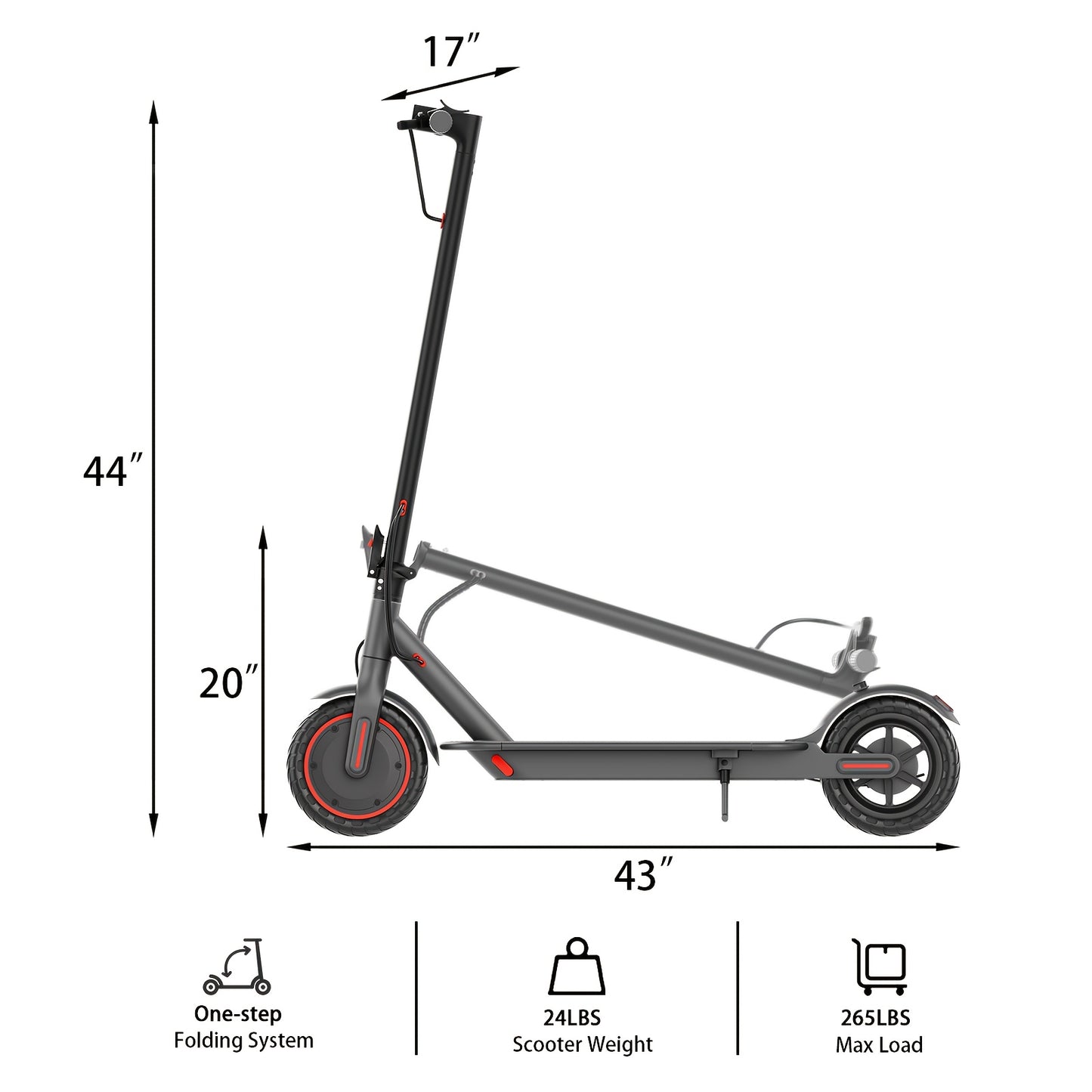 LADPED Electric Scooter 350W 500W Motor Foldable Long Range Battery