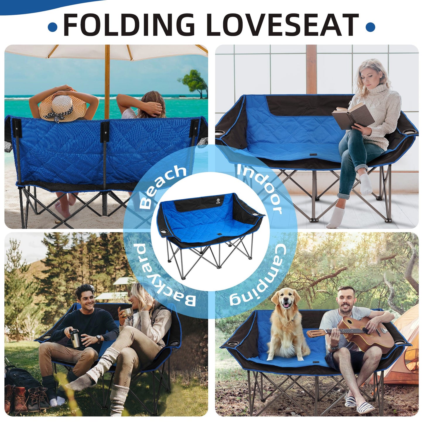 FITVIDS Two Person Heavy Duty Camping Chair Cup Holders