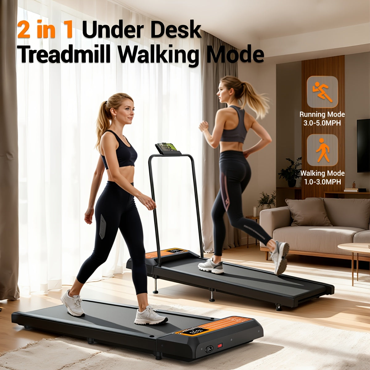 ZORUN 2.5HP Quiet Under Desk Walking Pad Treadmill With Remote