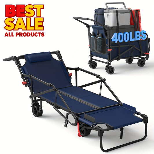 Leveleve 2 In 1 Folding Wagon and Convertible Beach Chair All Terrain