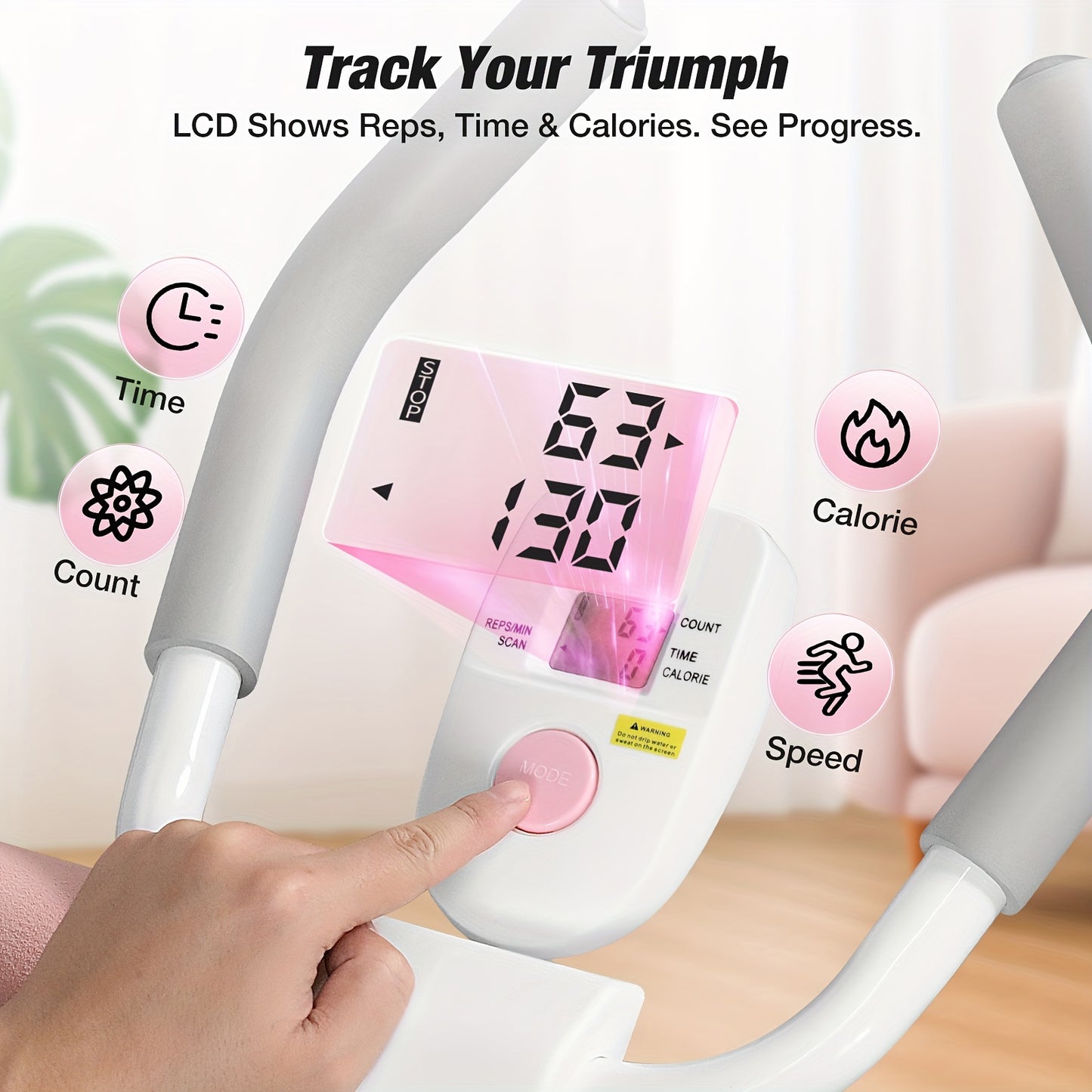 WARMOUNTS Adjustable Ab Machine with LCD Display and Foldable Design